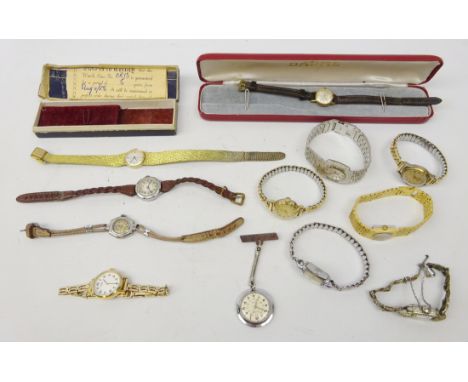 Ladies mechanical wristwatches including Continental marcasite cocktail watch, Rotary, Tissot, Sekonda and other wristwatches