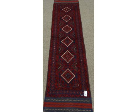 Meshwani red and blue ground runner 250cm x 62cm