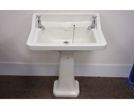 Twyfords early 20th century sink (W70cm) with two basin pillar taps