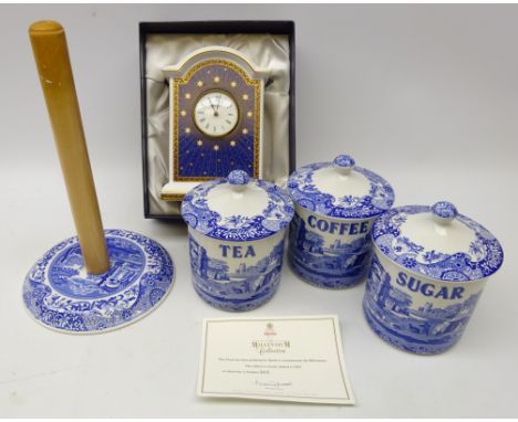 Spode The Millennium Collection porcelain mantle clock, with box and certificate, set three Spode Italian Tea, Coffee &amp; s