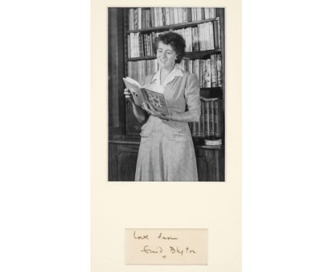 * Blyton (Enid, 1897-1968). Autograph sentiment signed, no date, inscribed in brown ink on a small piece of paper 'love from 