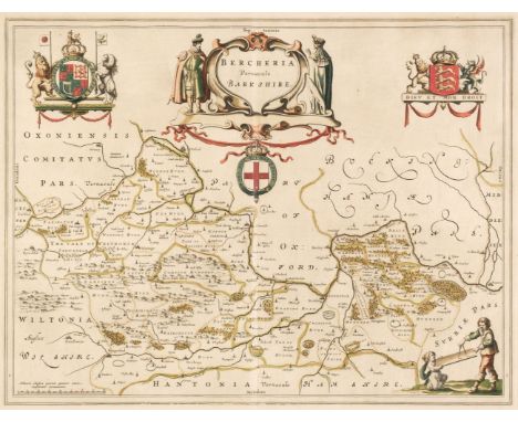 * Berkshire. Blaeu (Johannes), Bercheria vernacule Barkshire, Amsterdam, circa 1648, engraved map with contemporary outline c