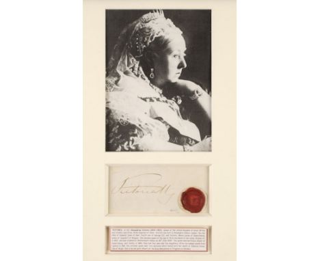 * Victoria (1819-1901, Queen of Great Britain and Ireland). Autograph signature, no date, signed in brown ink on a small shee