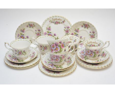 A Royal Albert porcelain tea set Michaelmas Daisy pattern "September"