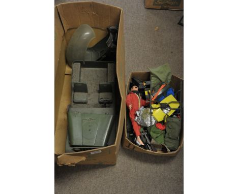 A box of vintage Action Man dolls and accessories