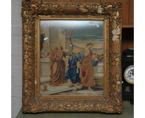 A 19th century gilt framed needlework tapestry