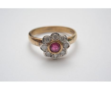 A 9ct gold ruby and diamond ring