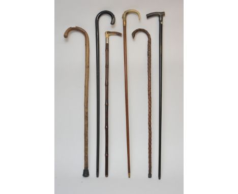 A collection of various vintage walking sticks