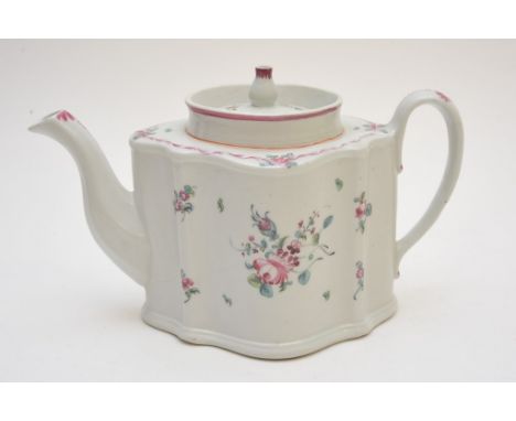 An 18th Century New Hall Tea Pot decorated in Famille Rose Style.