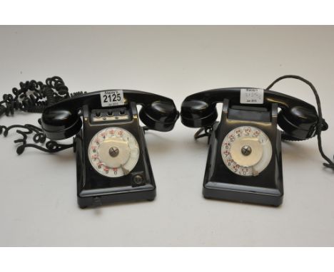 two Vintage Black Bakalite Phones