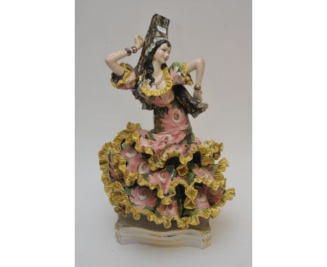 A large vintage Italian pottery figure of a Spanish dancer