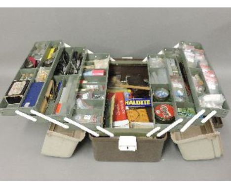 A tool box, containing jewellery makers' tools, stones, etc