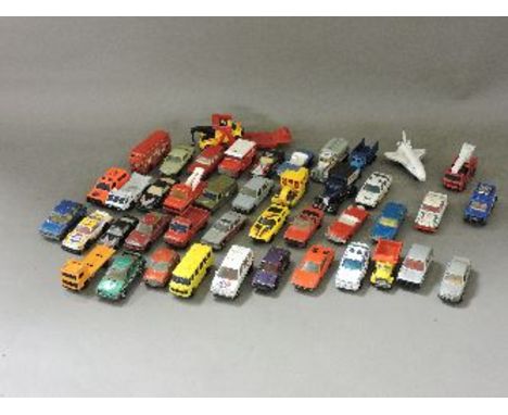 A quantity of unboxed assorted toy vehicles, including Corgi, Matchbox, etc