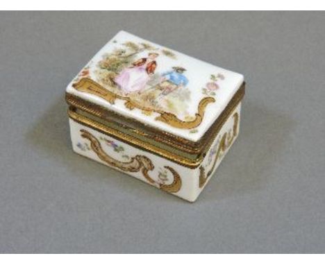An 18th century porcelain patch box, with Meissen mark