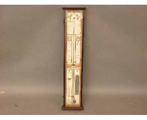 A reproduction Victorian style stick barometer, in mahogany case