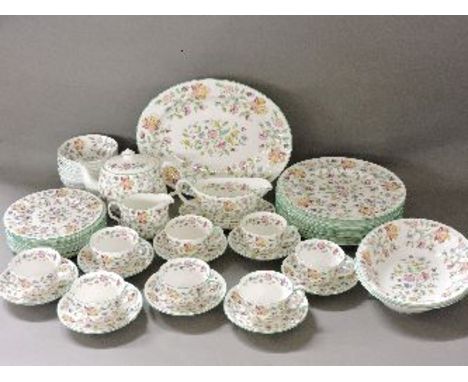 A Minton 'Haddon Hall' pattern dinner and tea service, for eight