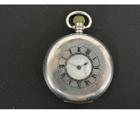 A sterling silver half hunter pocket watch