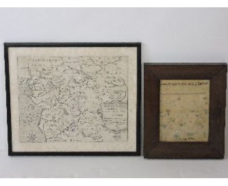 Saxton & KipMAP OF MERIANITY, WALES34 x 39cm;and a sampler by M Neill, 181829 x 24cm overall