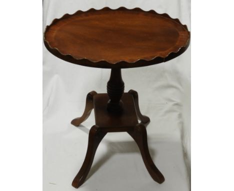 MAHOGANY GALLERIED PEDESTAL WINE TABLE  