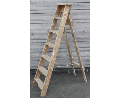 OLD WOODEN DECORATORS STEP LADDER  