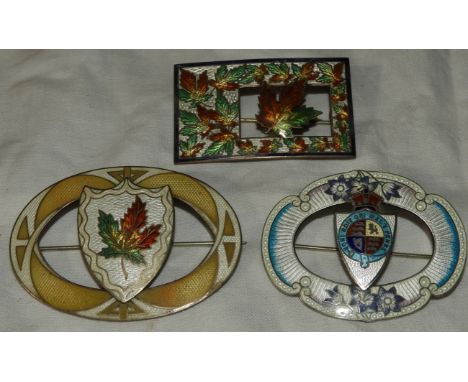 3 SILVER &amp; ENAMEL BROOCHES  