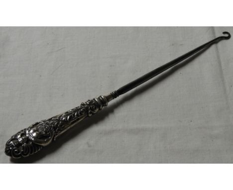 SILVER HANDLE BUTTON HOOK  
