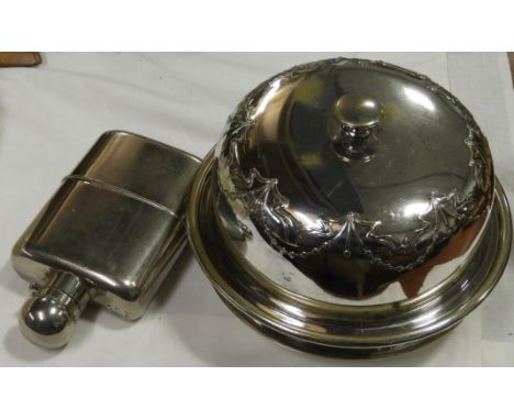 PLATED HIP FLASK &amp; MUFFIN DISH  