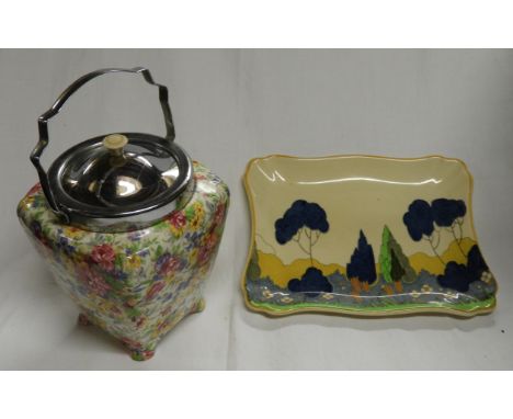 DOULTON ARCADY PLATE &amp; MIDWINTER BRAMA CHINTZ BISCUIT BARREL  