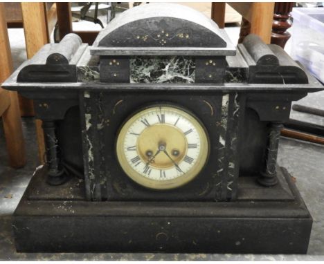 VICTORIAN SLATE MARBLE MANTEL CLOCK  