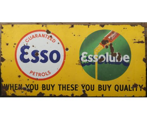ENAMEL SIGN ESSO &amp; ESSOLUBE 6FTX3FT  