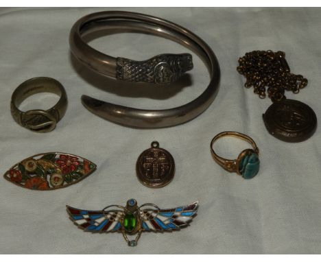 SILVER 800 WINGED ENAMEL BROOCH &amp; OTHER JEWELLERY  