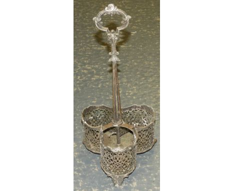 PLATED 3 BOTTLE DECANTER STAND  