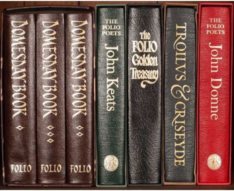 Folio Society morocco bound editions to include Domesday Book, A Complete Translation, in three volumes, 2003, 4to; Keats (Jo