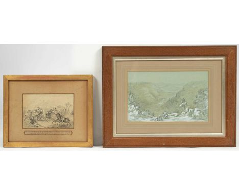 English School, 19th CenturyIndian Landscapewith figures to foregroundpencil heightened with white on grey paper18cm x 28cmwi
