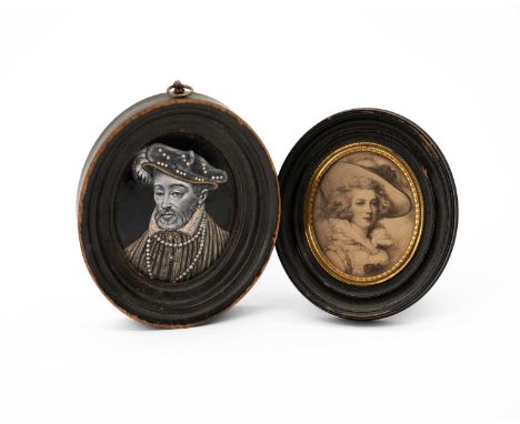A Limoges oval enamel portrait depicting Henry II of France, after the original portrait traditionally attributed to the Work