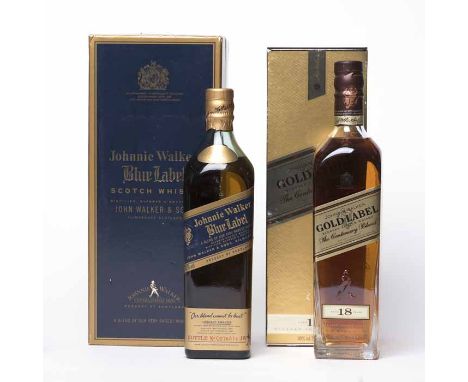 JOHNNIE WALKER BLUE LABEL Blended Scotch Whisky. Bottle No. Q276574 JW. 70cl, 40% volume, in presentation box. JOHNNIE WALKER