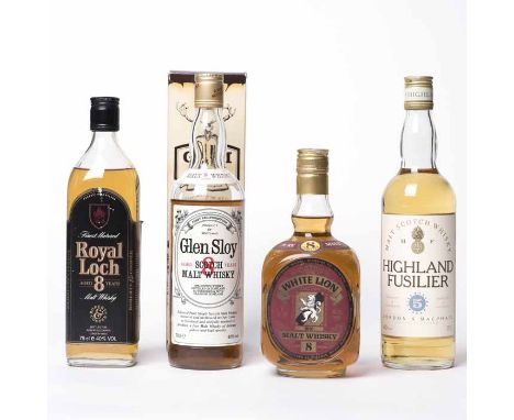 GLEN SLOY AGED 8 YEARS Blended Scotch Whisky. 70cl, 40% volume. ROYAL LOCH 8 YEARS OLD Blended Scotch Whisky. Bottled for Rob