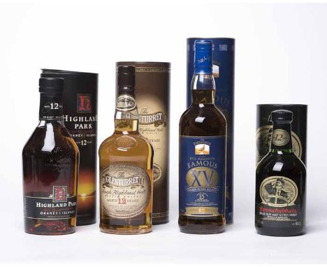HIGHLAND PARK AGED 12 YEARS - DUMPY BOTTLE
Single Malt Scotch Whisky. 70cl, 40% volume, in tube. 
BUNNAHABHAIN AGED 12 YEARS 