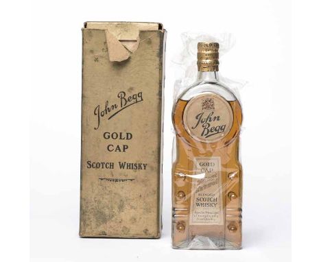 JOHN BEGG GOLD CAP Blended Oldest Matured Scotch Whisky, aged in wood, round label, no strengthy or capacity stated, in plast