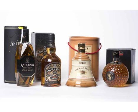 THE ANTIQUARY 12 YEARS OLD Blended Scotch Whisky. 70cl, 40% volume, in tube. CHIVAS REGAL AGED 12 YEARS Blended Scotch Whisky