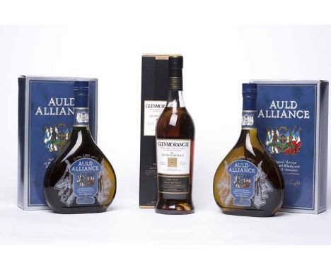 AULD ALLIANCE (2) A marriage of Malt Scotch Whisky with French Armagnac. 70cl, 40% volume, in carton. GLENMORANGIE QUINTA RUB