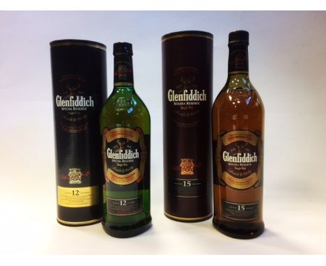 GLENFIDDICH SPECIAL RESERVE AGED 12 YEARS
Single Malt Scotch Whisky. 1 litre, 43% volume, in tube. 
GLENFIDDICH SOLERA RESERV
