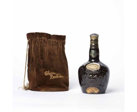 ROYAL SALUTE 21 YEARS OWN - BROWN FLAGON Blended Scotch Whisky. 75cl, 40% volume, in brown Wade ceramic flagon and hessian sa