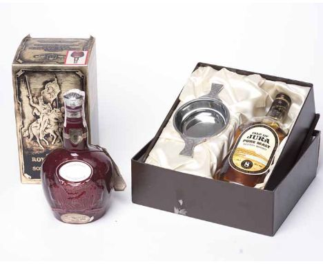 ISLE OF JURA 8 YEARS OLD QUAICH SET Single Malt Scotch Whisky. 75cl, 43% volume. With pewter quaich in presentation box. ROYA