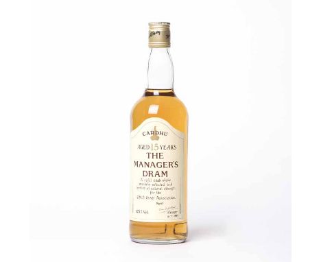 CARDHU 15 YEARS OLD MANAGER'S DRAM 
Single Malt Scotch Whisky, 'a refill cask whisky specially selected and bottled at natura