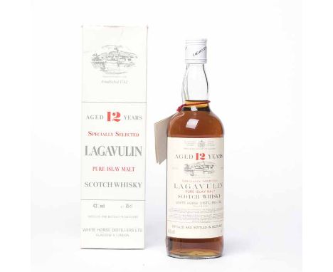 LAGAVULIN 12 YEAR OLD
Pure Islay Malt Scotch Whisky with white cap and label, by White Horse Distillers. 75cl, 43% volume, wi