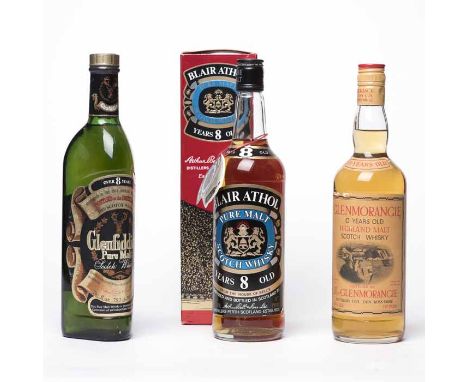 BLAIR ATHOL 8 YEAR OLD Pure Malt Scotch Whisky from the House of Bell's. 75cl, 40% volume/70° Proof, in carton. GLENFIDDICH O