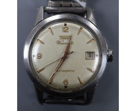 A gentleman's 1960's? stainless steel Tissot Visodate automatic wrist watch, on associated flexible strap.CONDITION: Personal