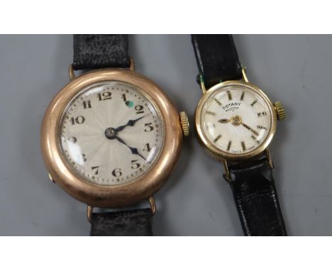 Two lady's 9ct gold manual wind wrist watches, including Rotary.