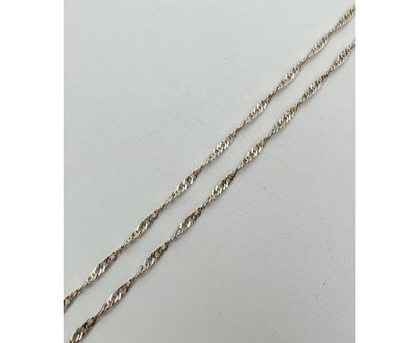 A 30" silver Singapore style chain necklace with spring ring clasp. Silver marks to clasp and fixings. 